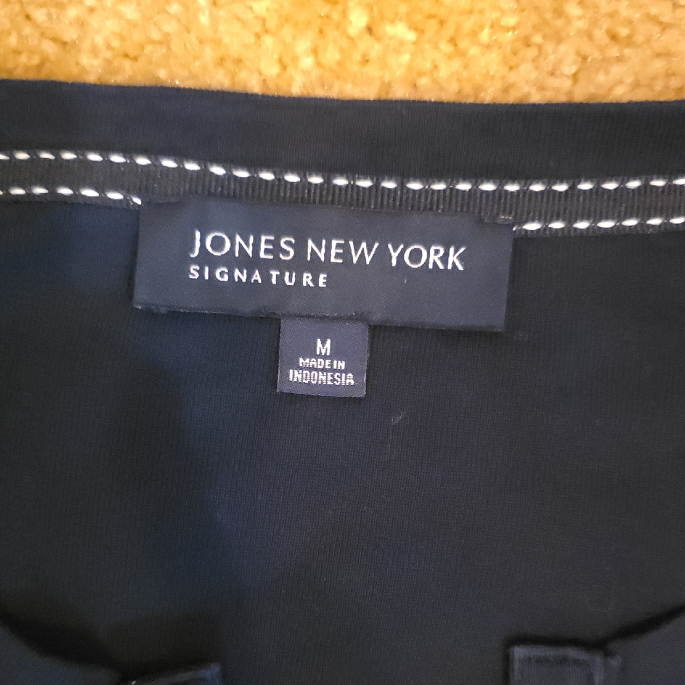 Jones New York Navy Long‎ Sleeve Top Sz Med - Picture 3 of 6